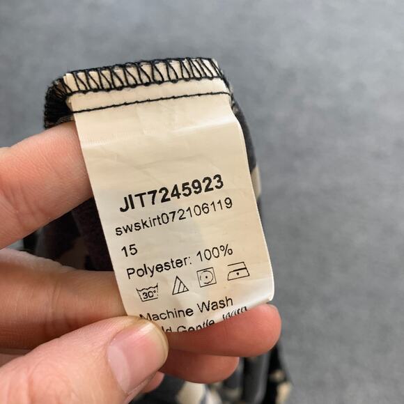 SheIn Skirt Womens 6 Black Sand Cheetah Pull On Elastic Waist High Low Hem Midi - Picture 10 of 13